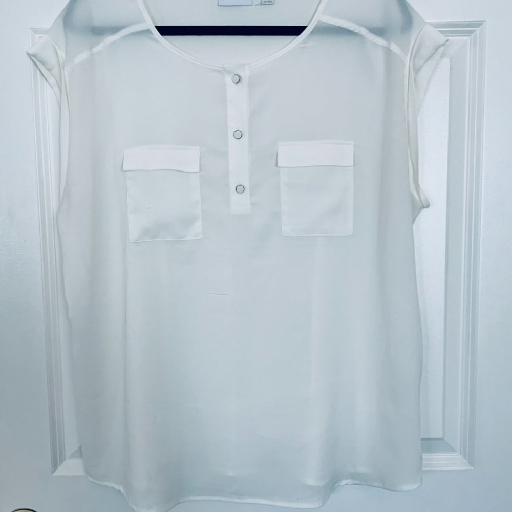 NY&Co White Cuffed Sleeve Blouse